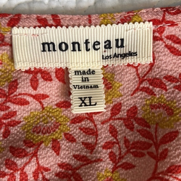 Monteau Los Angeles Crop Top Orange White Floral Size X-Large - Picture 9 of 13